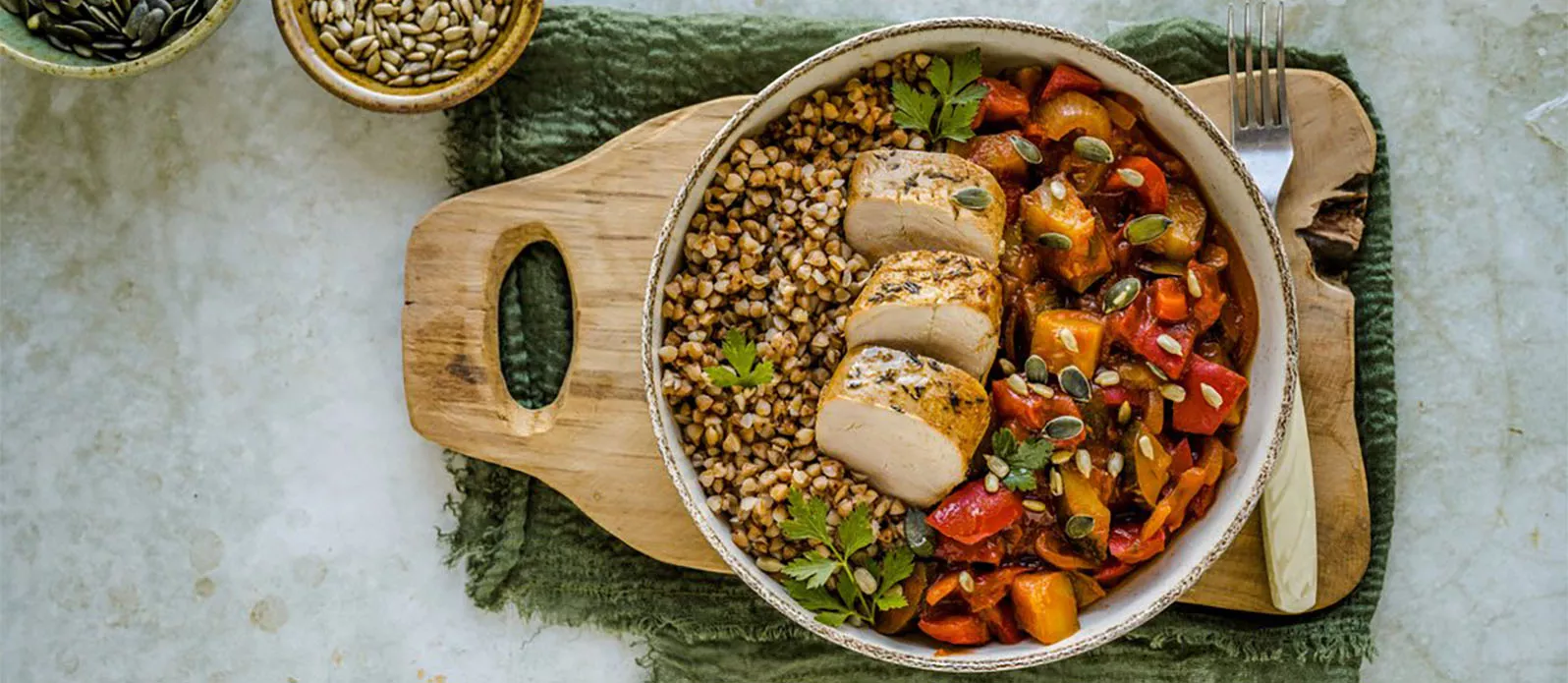 Grikių su daržovių padažu: fitatų kiekio mažinimas ir ląsteliena